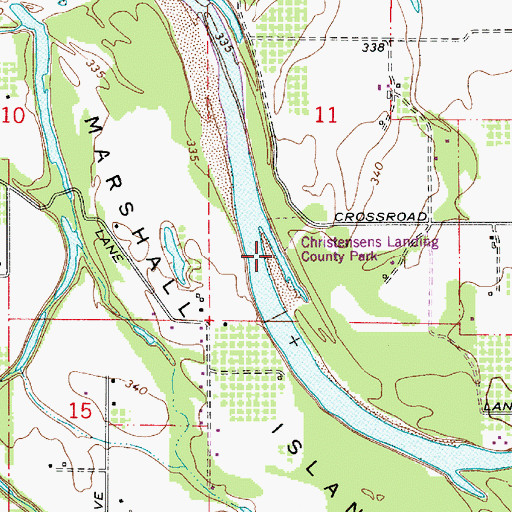 Topographic Map of Christensen's Landing Boat Ramp, OR
