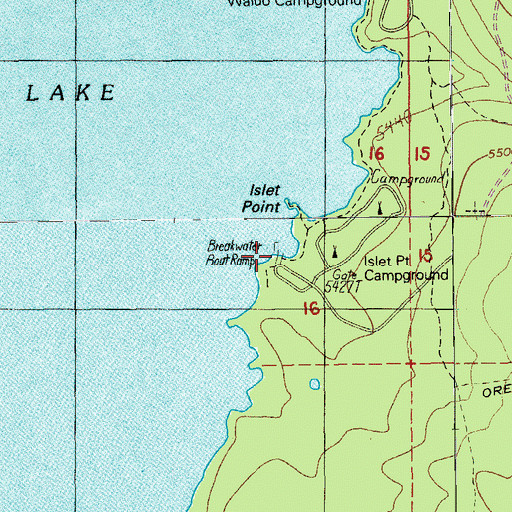 Topographic Map of Islet Boat Ramp, OR