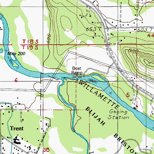 Topographic Map of Pengra Access Boat Ramp, OR