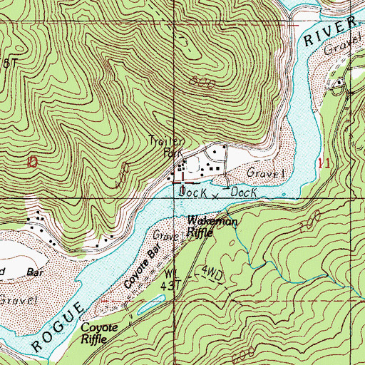 Topographic Map of Ferry Hole Boat Ramp, OR