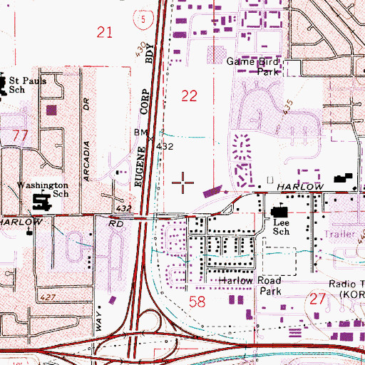 Topographic Map of Lane Transit District Gateway Station, OR