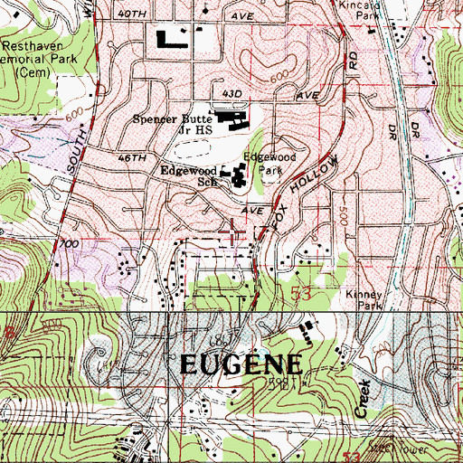 Topographic Map of Lane Transit District Park and Ride, OR