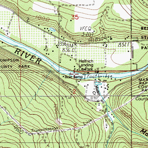 Topographic Map of Helfrich Landing Boat Ramp, OR