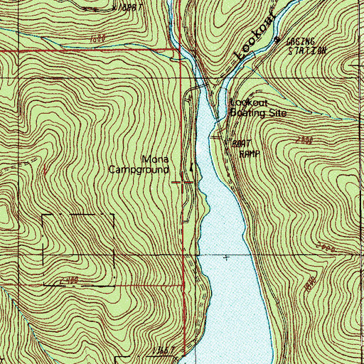 Topographic Map of Mona Campground Boat Ramp, OR