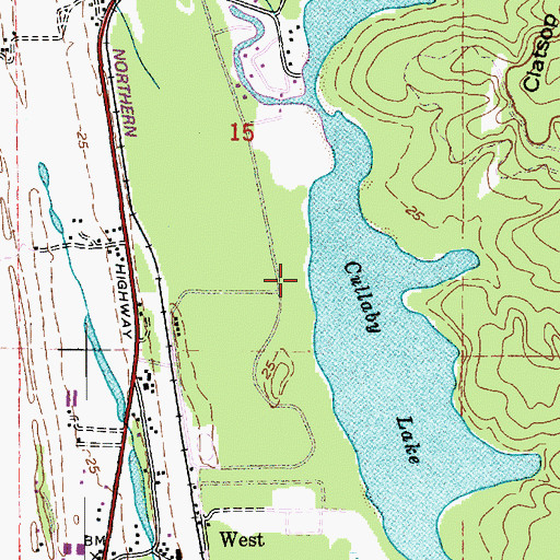 Topographic Map of Cullaby Lake County Park Boat Ramp, OR