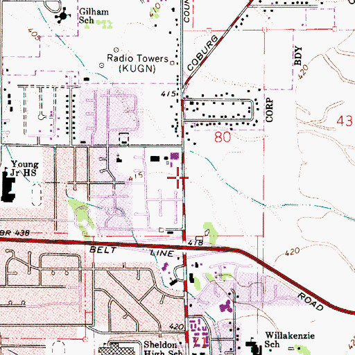 Topographic Map of Lane Transit District Park and Ride, OR