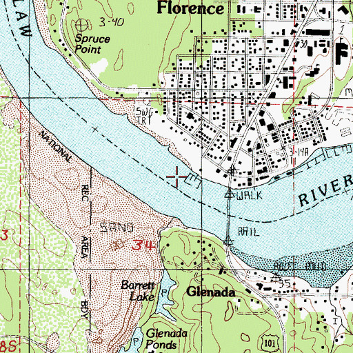 Topographic Map of Bay Bridge Marina, OR