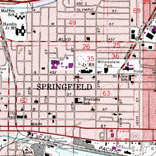 Topographic Map of Lane Transit District Park and Ride, OR