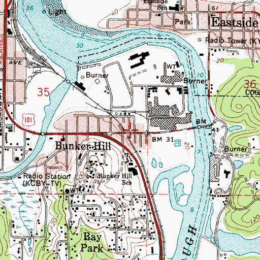 Topographic Map of Coos County Area Transit Dispatch Facility, OR