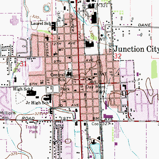 Topographic Map of Lane Transit District Park and Ride, OR