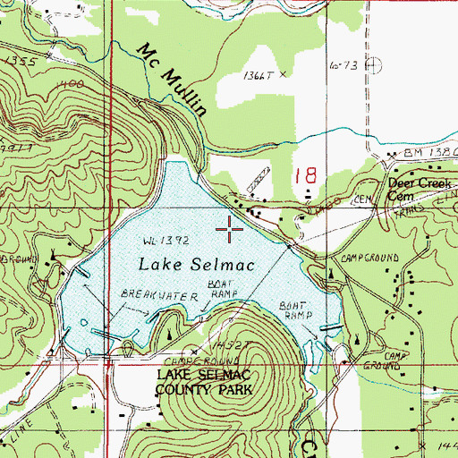 Topographic Map of Lake Selmac Boat Dock, OR