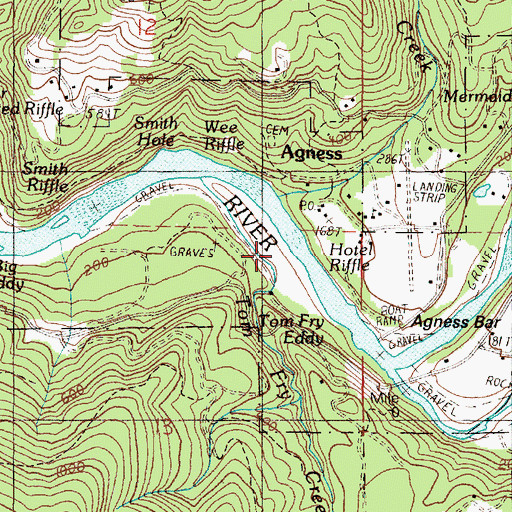Topographic Map of Lucas Gravel Bar, OR