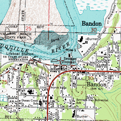 Topographic Map of Port of Bandon, OR