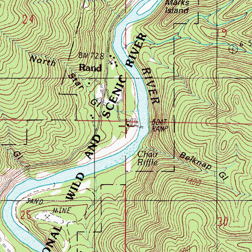 Topographic Map of Rand Access Boat Launch, OR
