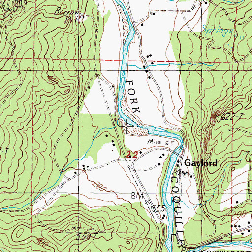 Topographic Map of Coquille Myrtle Grove State Park Boat Ramp, OR