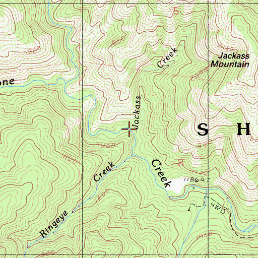 Topographic Map of Jackass Creek, CA