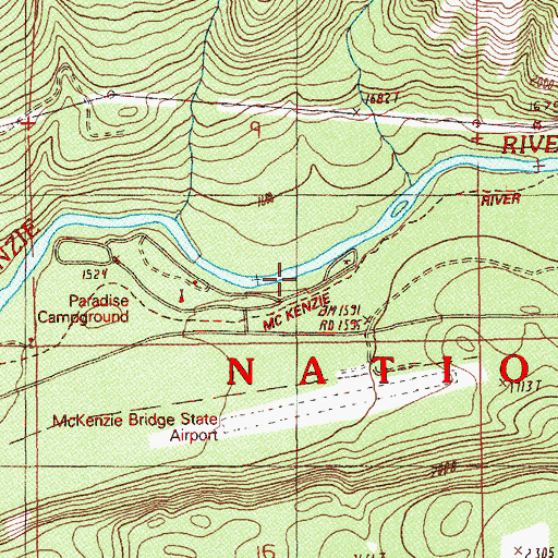 Topographic Map of Paradise Campground Boat Ramp, OR