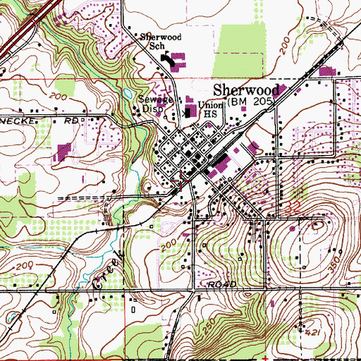 Topographic Map of Sherwood Park and Ride, OR