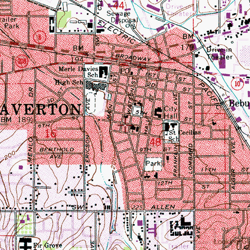 Topographic Map of Bethel Congregational Church Park and Ride, OR