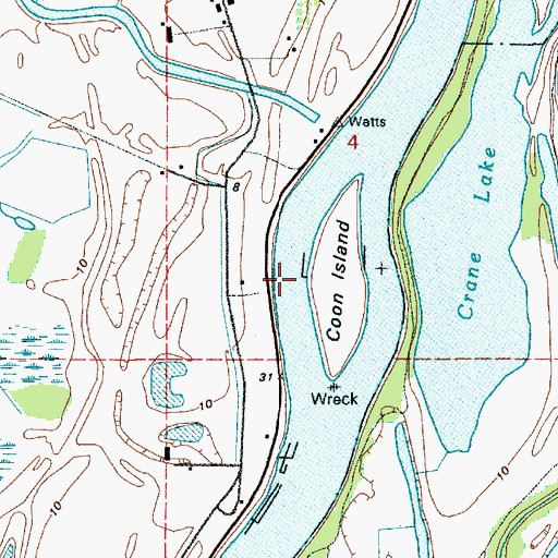 Topographic Map of JJ Collins Memorial County Marine Park Dock West, OR