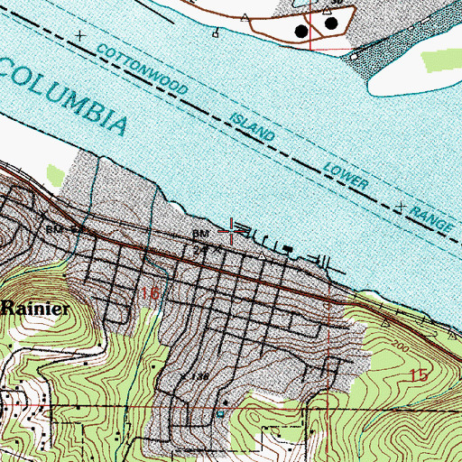Topographic Map of Rainier City Marina, OR