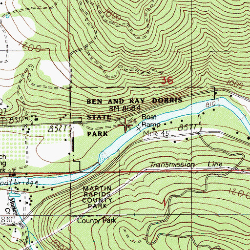 Topographic Map of Ben and Kay Dorris Park Boat Ramp, OR