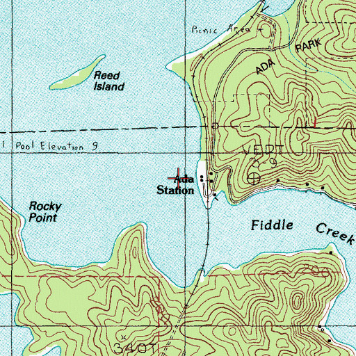 Topographic Map of Ada Resort Boat Ramp, OR