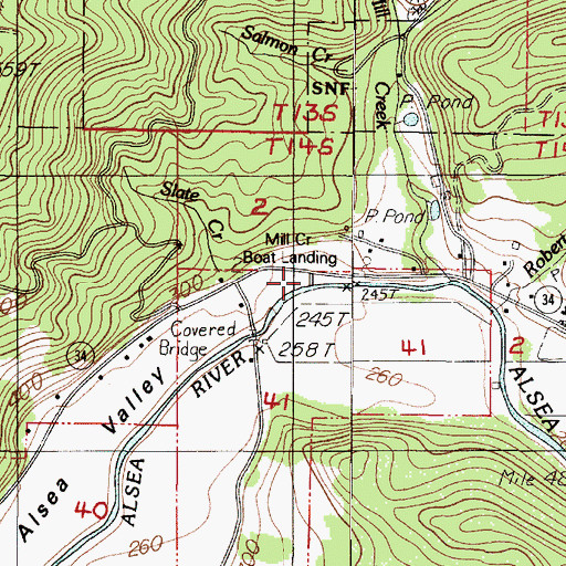 Topographic Map of Mill Creek Boat Landing, OR