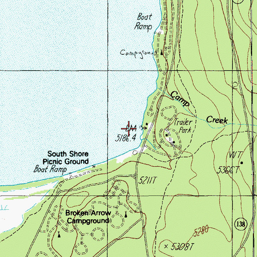 Topographic Map of Diamond Lake Campground Boat Ramp, OR