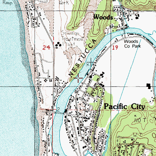 Topographic Map of Nestucca Country Sporting Goods Boat Launch, OR