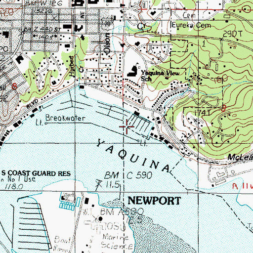 Topographic Map of Embarcadero Marina Resort Docks, OR