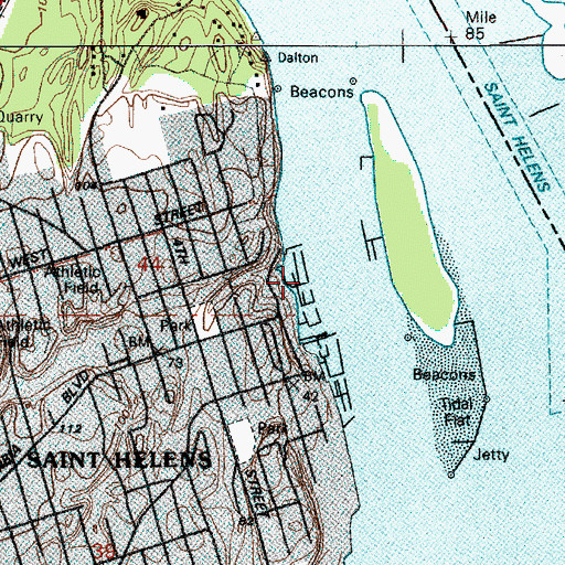 Topographic Map of Saint Helen's City Marina, OR