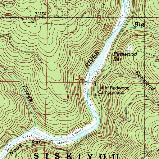 Topographic Map of Redwood Bar Boat Launch, OR