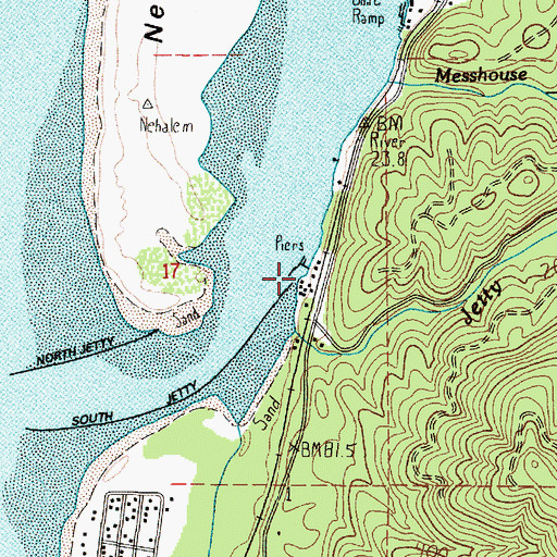 Topographic Map of Jetty Fishery Marina Boat Launch, OR