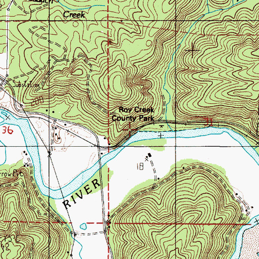 Topographic Map of Roy Creek County Park Boat Launch, OR