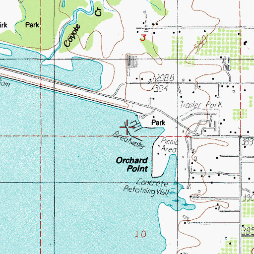 Topographic Map of Orchard Point Park, OR