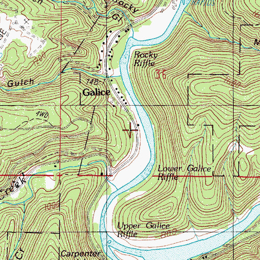 Topographic Map of Galice Boat Landing, OR