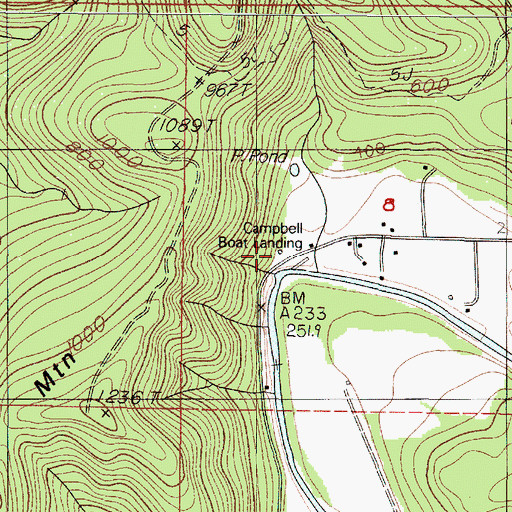 Topographic Map of Campbell Boat Landing, OR