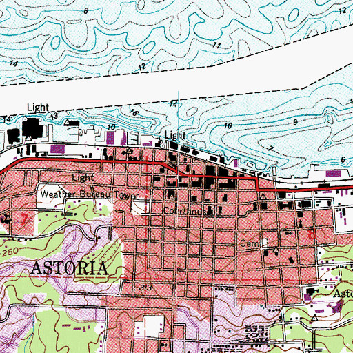 Topographic Map of Astoria Transit Center, OR