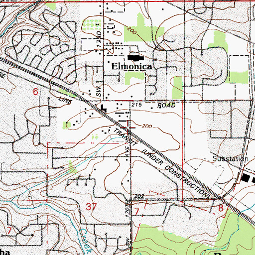 Topographic Map of Elmonica / Southwest 170th Avenue Park and Ride, OR