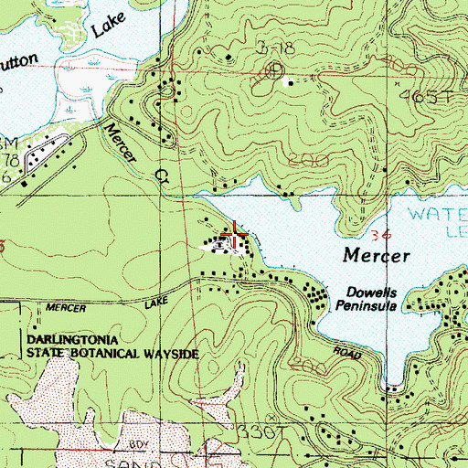 Topographic Map of Mercer Lake Resort, OR
