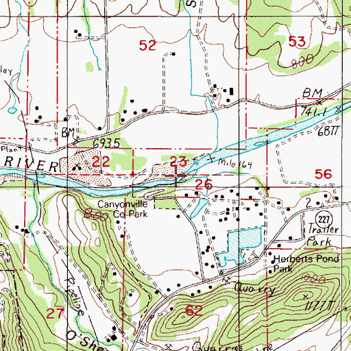 Topographic Map of Canyonville County Park Boat Ramp, OR