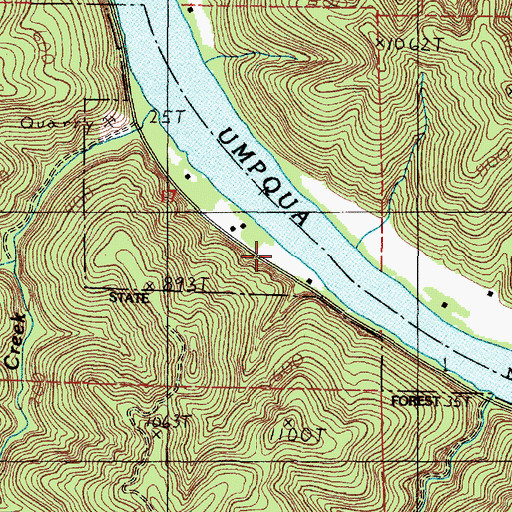 Topographic Map of Umpqua Wayside State Park, OR