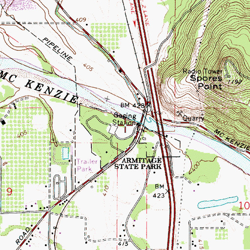 Topographic Map of Armitage State Park Boat Ramp, OR