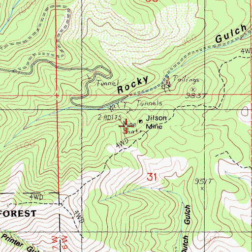 Topographic Map of Jilson Mine, CA