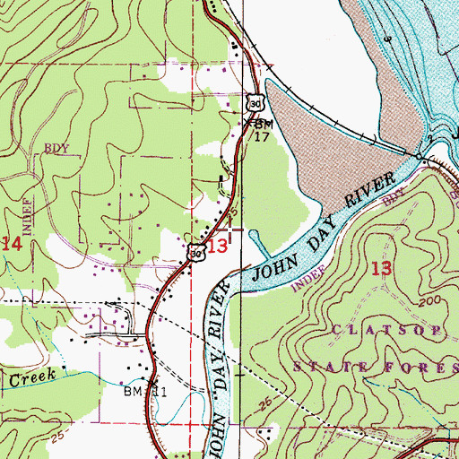 Topographic Map of John Day County Park Boat Ramp, OR