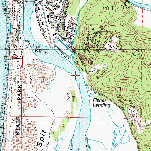 Topographic Map of Fishers Point County Drift Boat Launch, OR