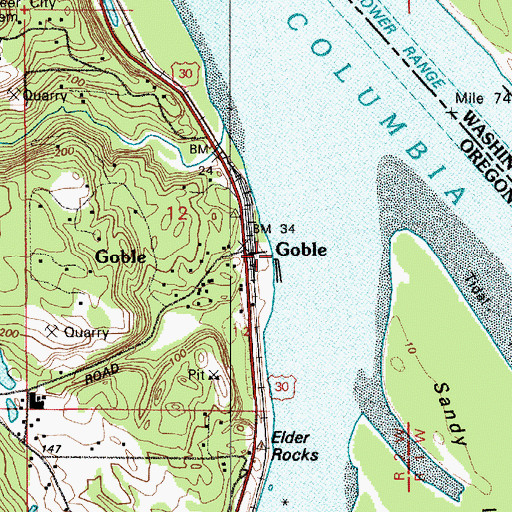 Topographic Map of Scipio's Goble Landing, OR