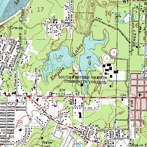 Topographic Map of John Topits Empire Middle Lake Boat Ramp, OR