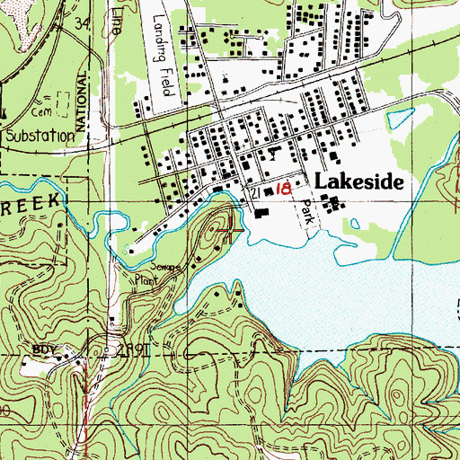 Topographic Map of Lakeside Marina Tenmile Lake, OR